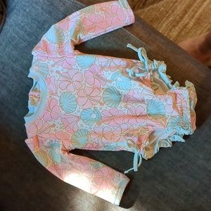 Caden Lane Long sleeve rash guard w/ruffle bottom - ocean pearl